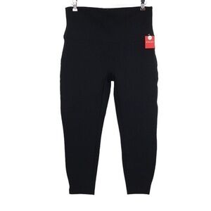 Spanx Black Ankle Cropped Leggings Womens 1X Petite‎ Fitness Slimming Pull On
